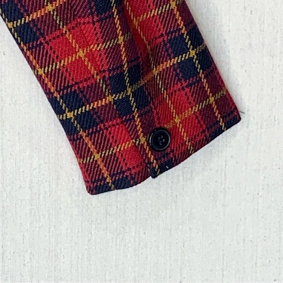 Jones NY~VINTAGE‎ 90s~Women’s 100% Wool Tartan Plaid Velvet Collar Blazer~Sz 10 - Picture 9 of 15